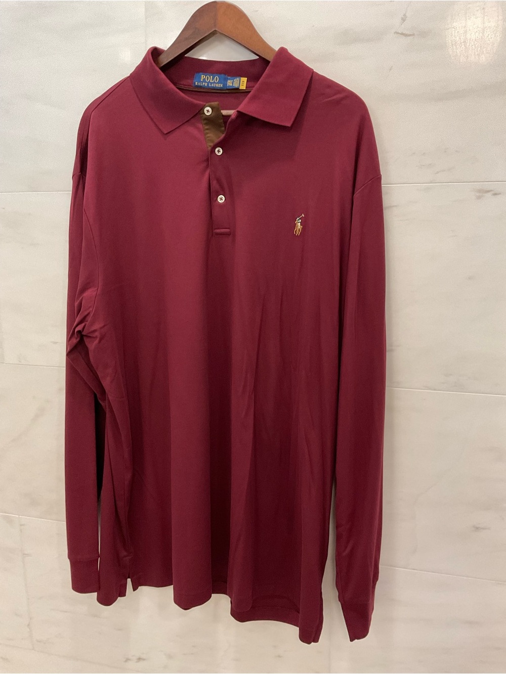 POLO Ralph Lauren BURGUNDY Soft Touch Cotton Long Sleeve Polo Shirt 2XLT - R54